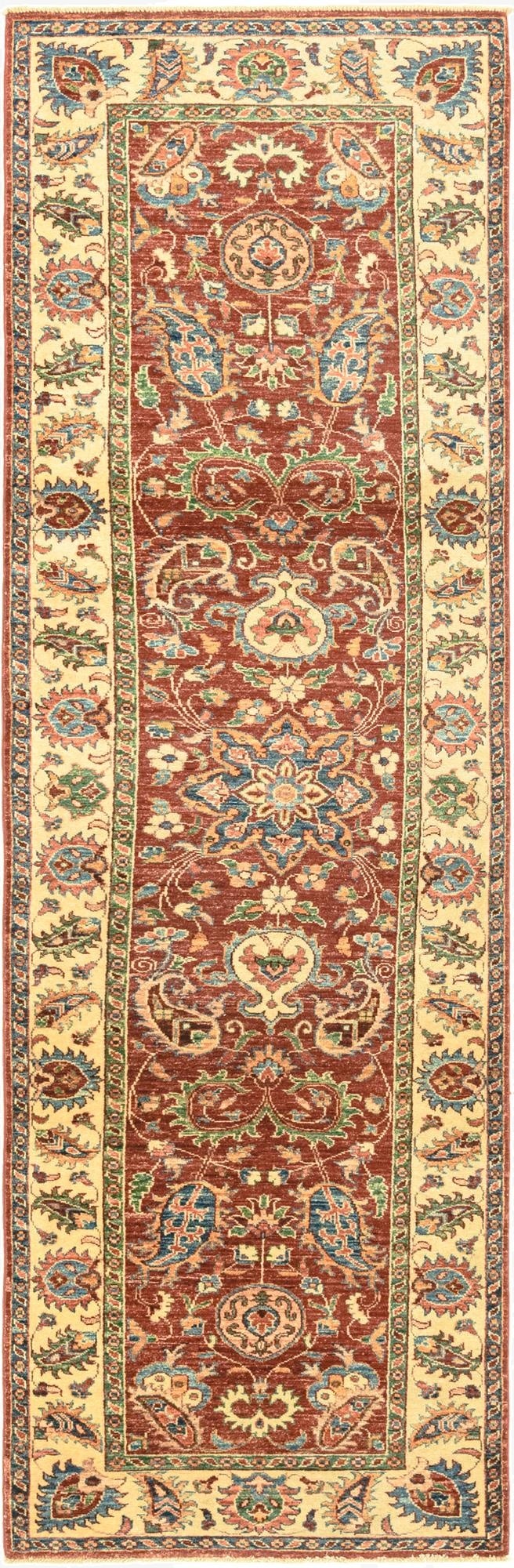 2' 9 x 9' 7  Hand Knotted Peshawar Ziegler Oriental Runner Rug