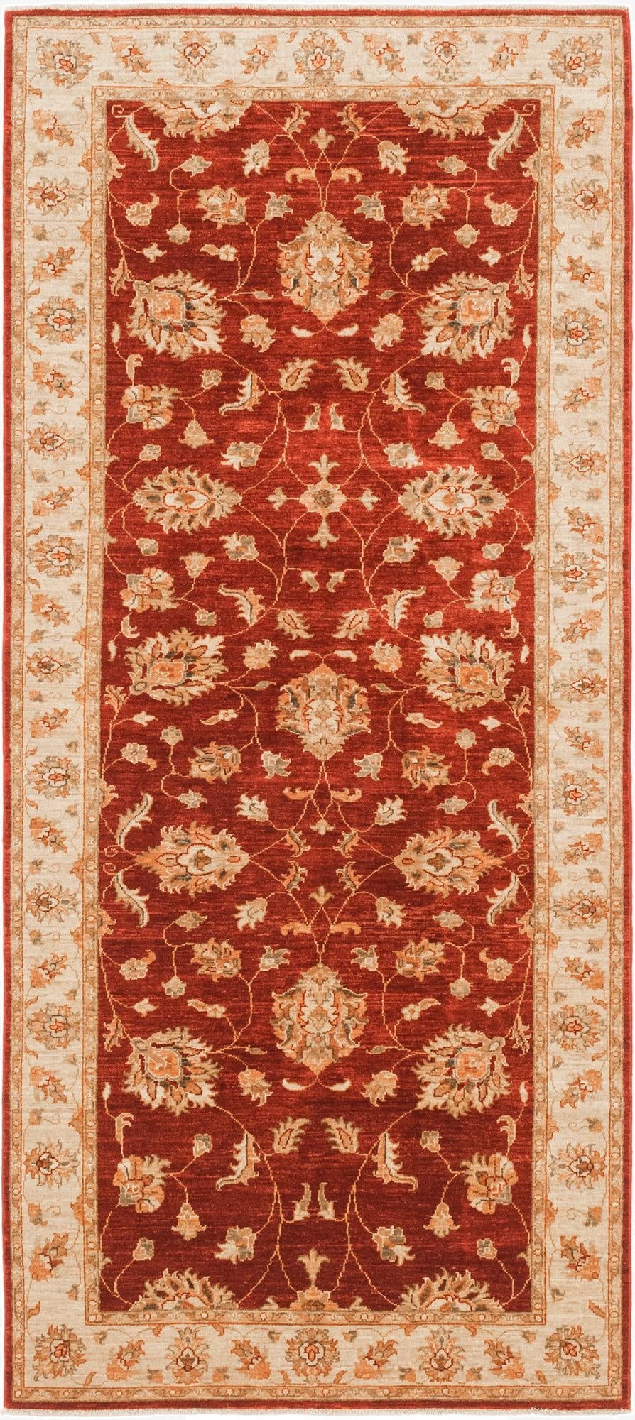 4' 1 x 9' 5  Hand Knotted Peshawar Ziegler Runner Rug
