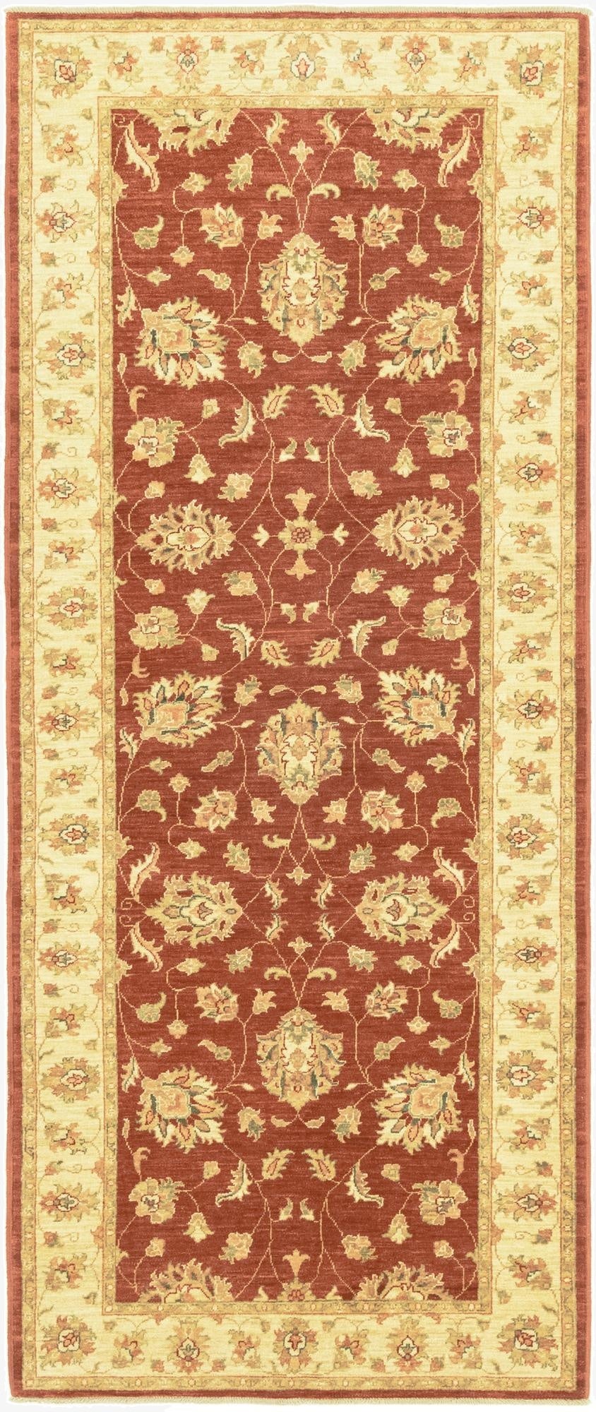 3' 9 x 9' 8  Hand Knotted Peshawar Ziegler Runner Rug