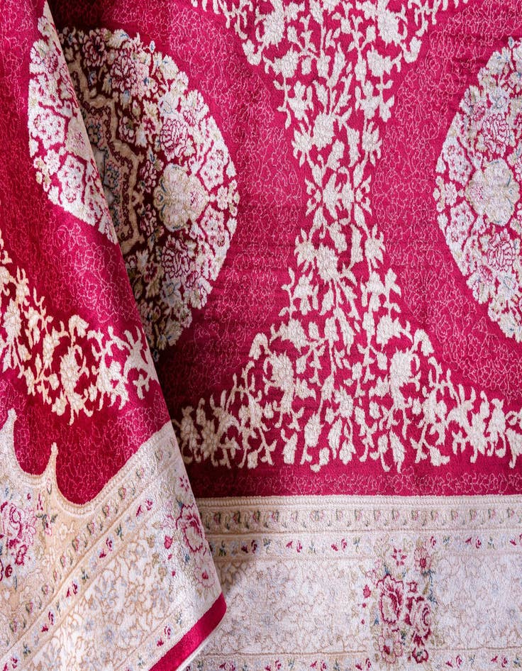 Detail image of 2' 7 x 9' 10 Qom Bamboo Silk Runner Rug