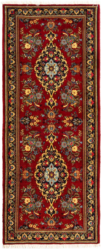 Detail image of 2' 9 x 6' 9 Hand Knotted Qom Persian Runner Rug