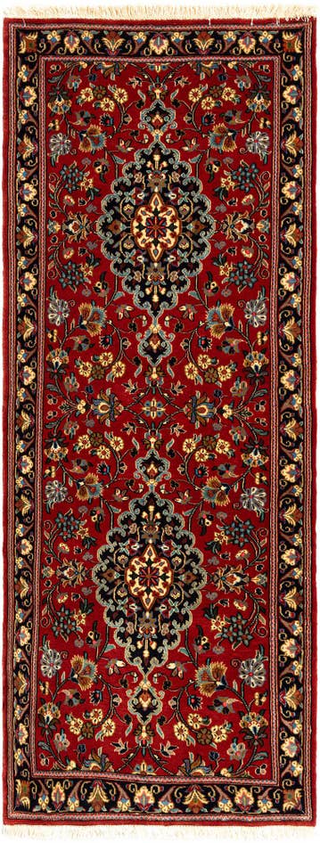 Detailansicht von 80cm x 205cm Handgeknüpft Qom Persisch Läufer Teppich