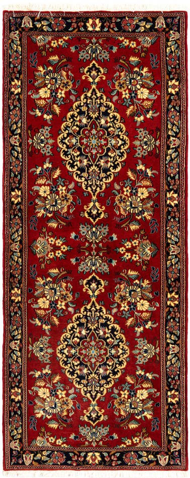 Detail image of 2' 7 x 6' 6 Hand Knotted Qom Persian Runner Rug
