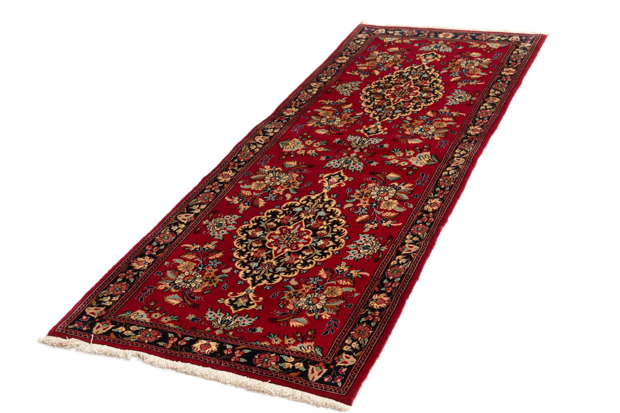 2' 7 x 7' 3 Hand Knotted Qom Persian Runner Rug