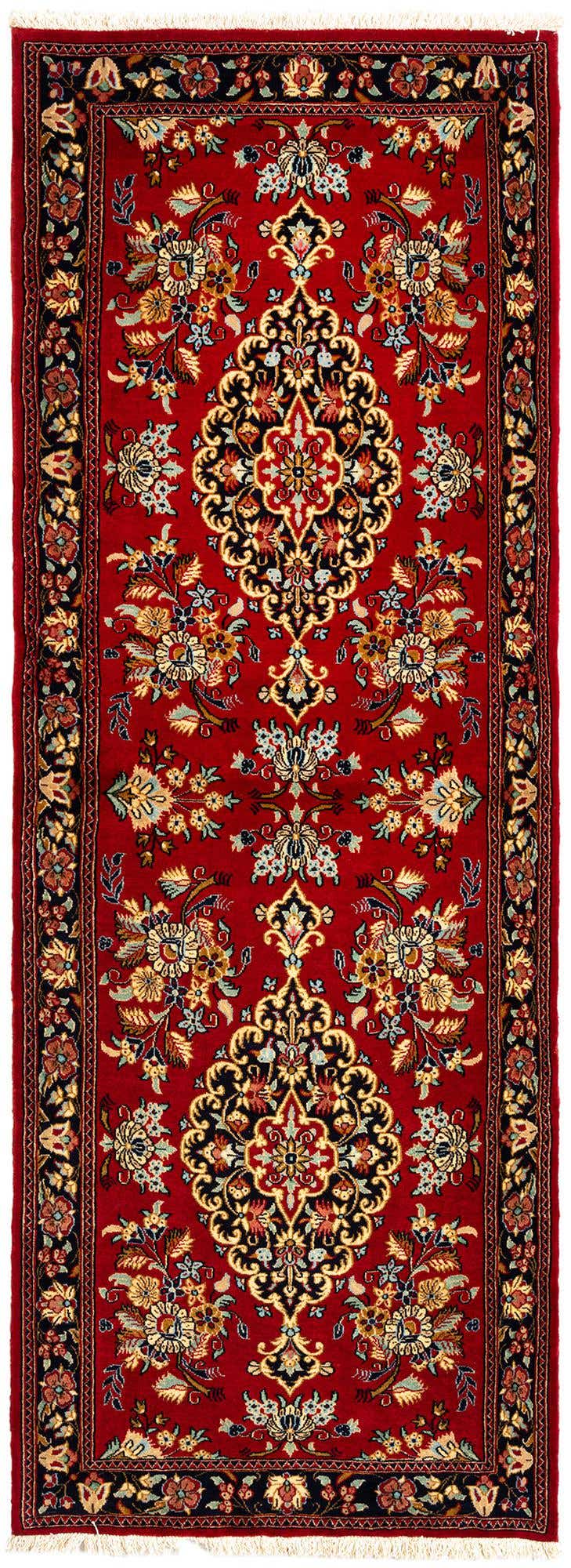 2' 7 x 7' 3 Hand Knotted Qom Persian Runner Rug
