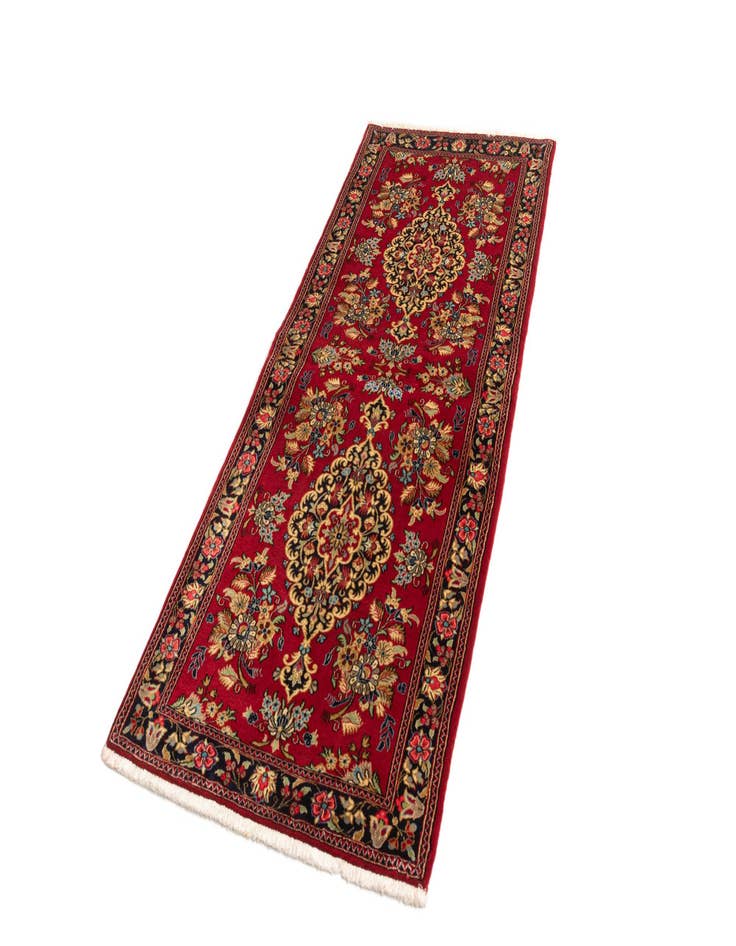 Detail image of 2' 7 x 6' 4  Hand Knotted Qom Persian Runner Rug