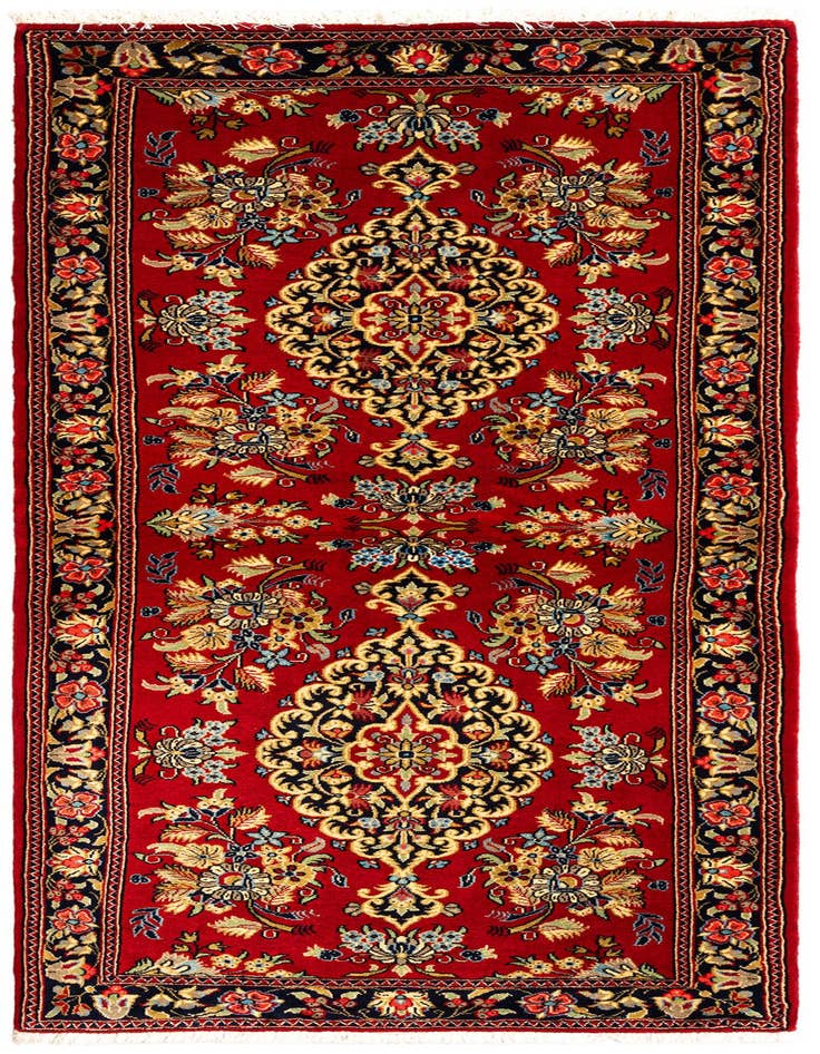 Detail image of 2' 7 x 6' 4 Hand Knotted Qom Persian Runner Rug