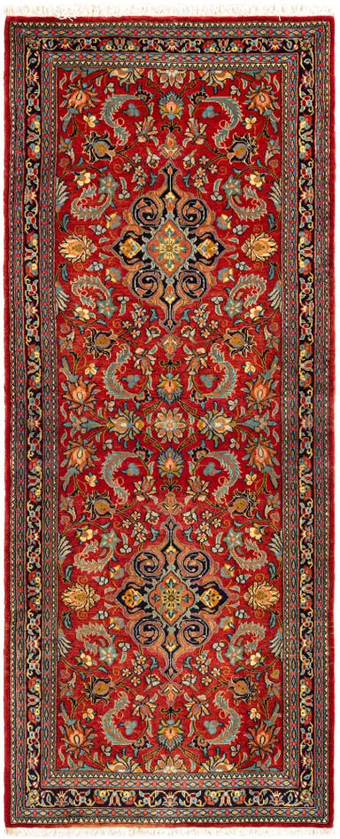Detail image of 2' 7 x 6' 6 Hand Knotted Qom Persian Runner Rug