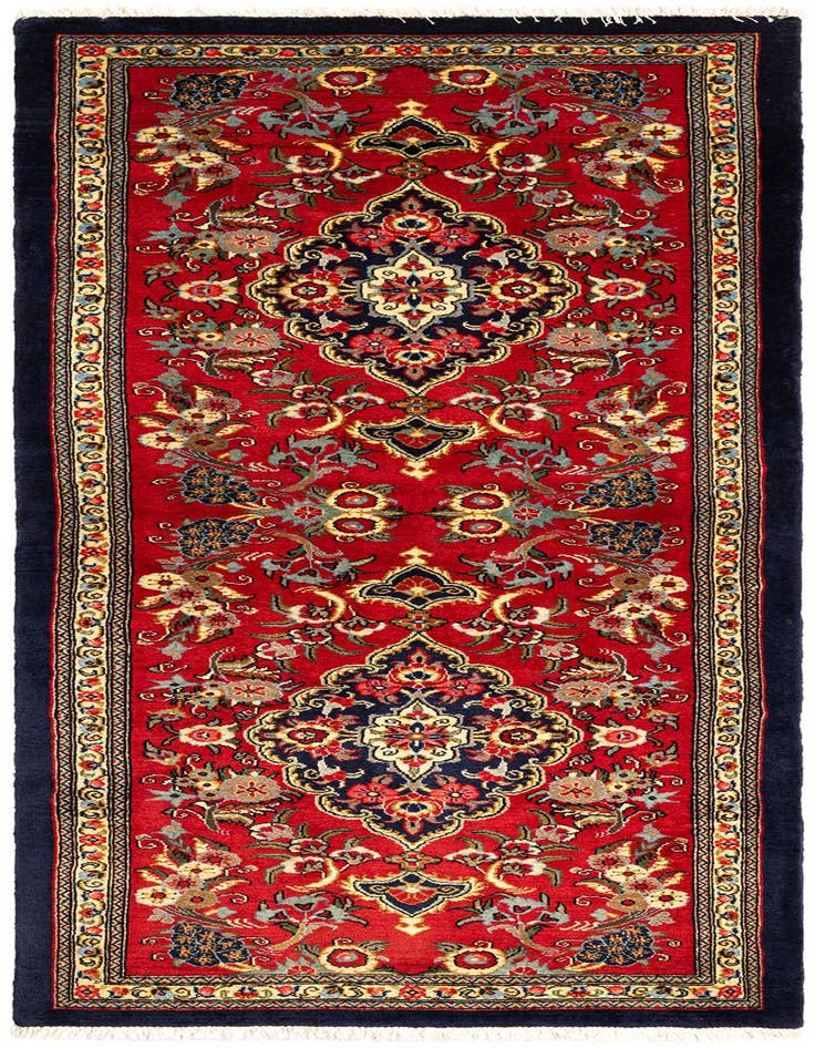 Detail image of 2' 7 x 6' 11 Hand Knotted Qom Persian Runner Rug