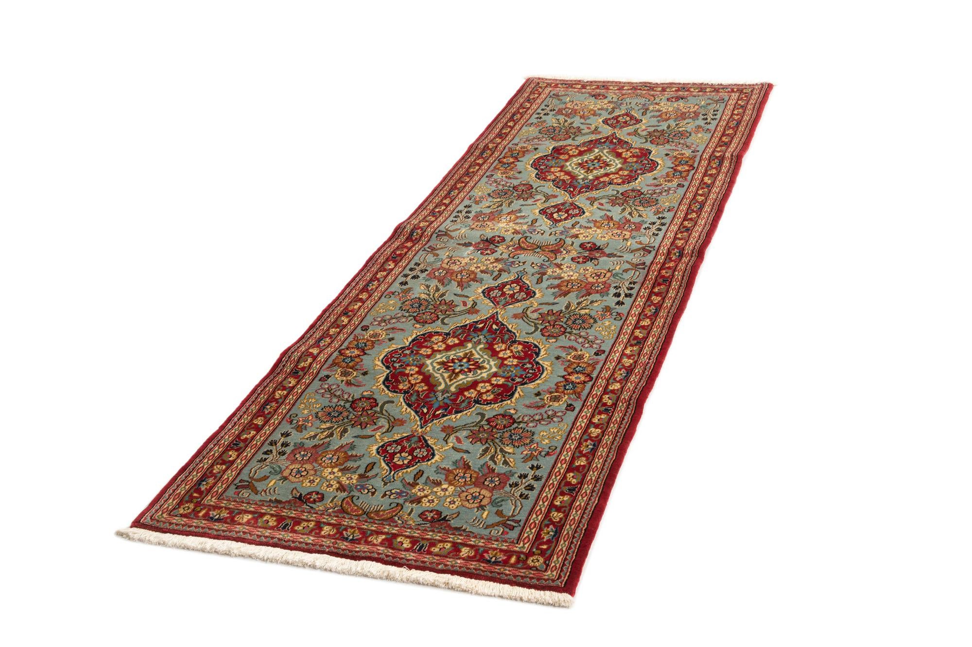 2' 7 x 7' 9 Hand Knotted Qom Persian Runner Rug