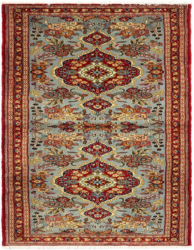 Detail image of 2' 7 x 7' 9 Hand Knotted Qom Persian Runner Rug