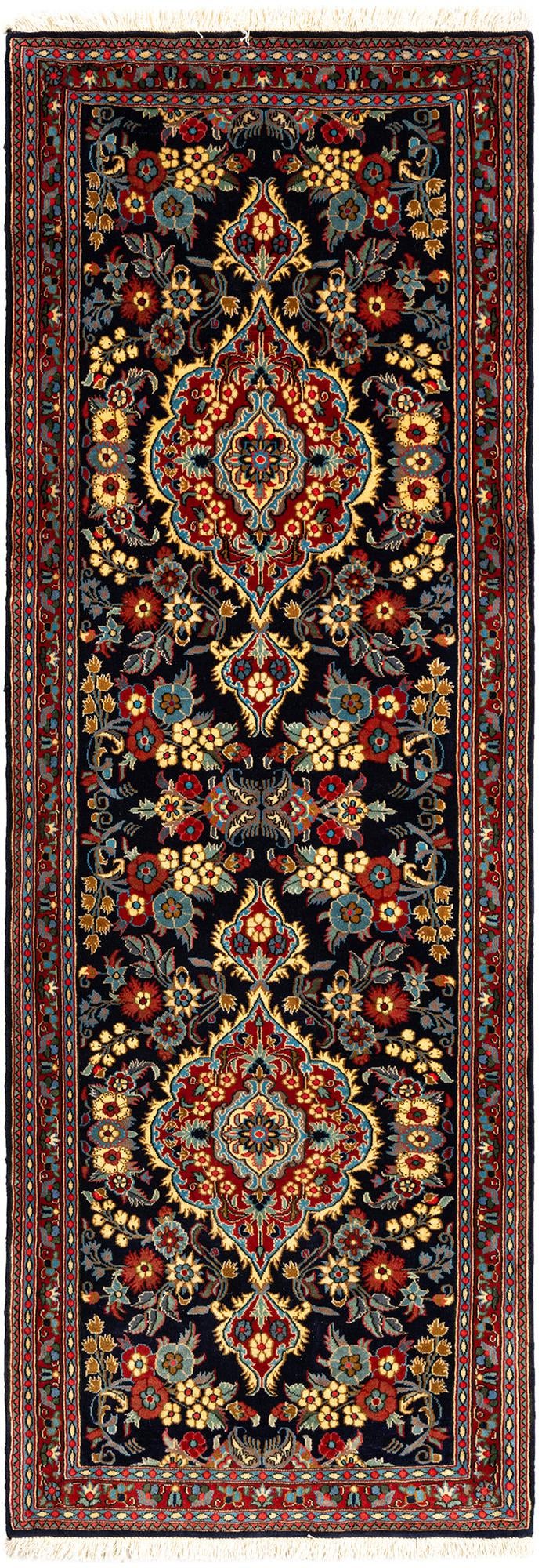 2' 7 x 7' 7 Hand Knotted Qom Persian Runner Rug