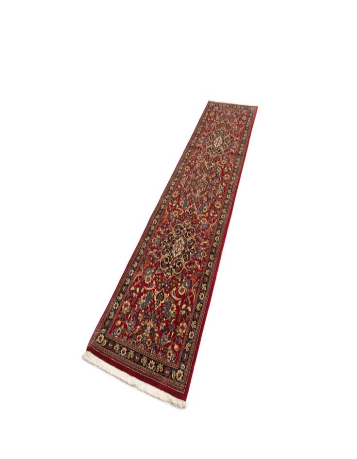 Detail image of 2' 7 x 10'  Hand Knotted Qom Persian Runner Rug