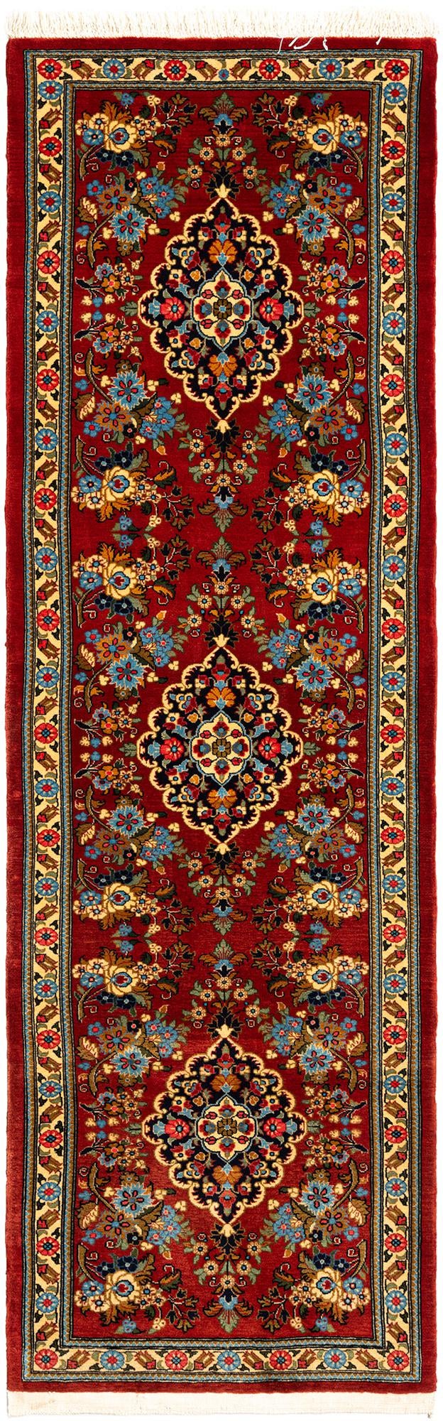2' 6 x 7' 9 Hand Knotted Qom Persian Runner Rug