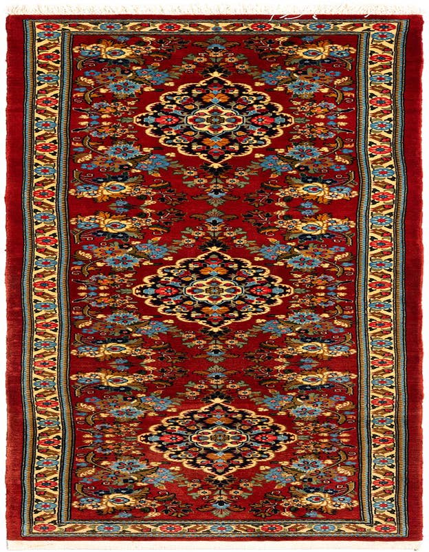 Detail image of 2' 6 x 7' 9 Hand Knotted Qom Persian Runner Rug