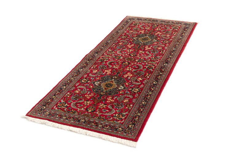 Detailansicht von 80cm x 195cm Handgeknüpft Qom Persisch Läufer Teppich