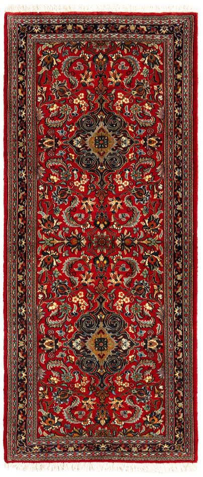 Detailansicht von 80cm x 195cm Handgeknüpft Qom Persisch Läufer Teppich