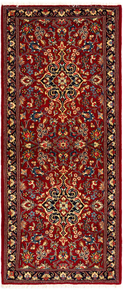 Detail image of 2' 9 x 6' 6 Hand Knotted Qom Persian Runner Rug