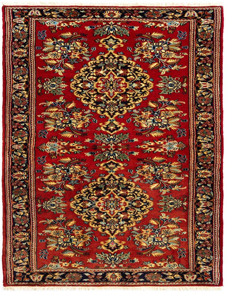 Detail image of 2' 8 x 6' 11 Hand Knotted Qom Persian Runner Rug