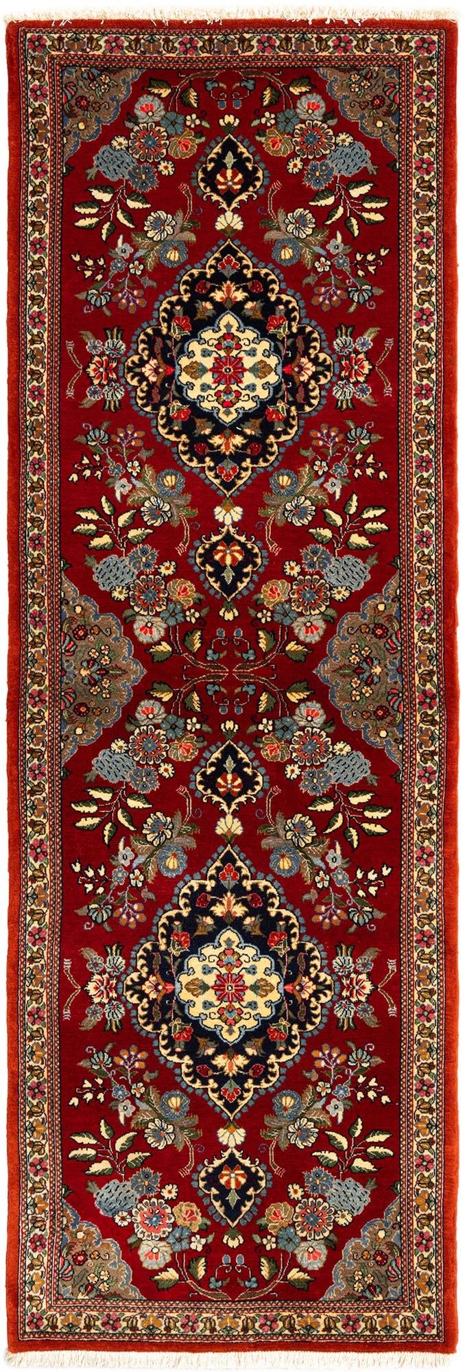 2' 4 x 7' 1 Hand Knotted Qom Persian Runner Rug