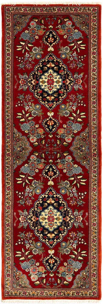 2' 4 x 7' 1 Hand Knotted Qom Persian Runner Rug
