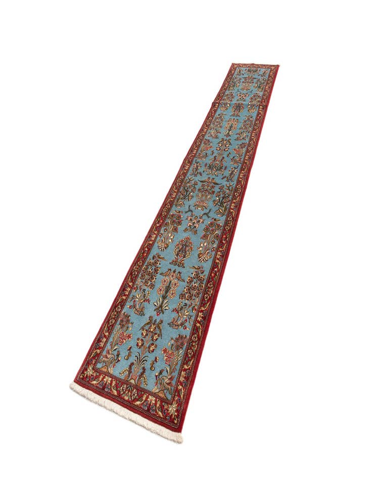 Detail image of 2' 7 x 13' 6  Hand Knotted Qom Persian Runner Rug