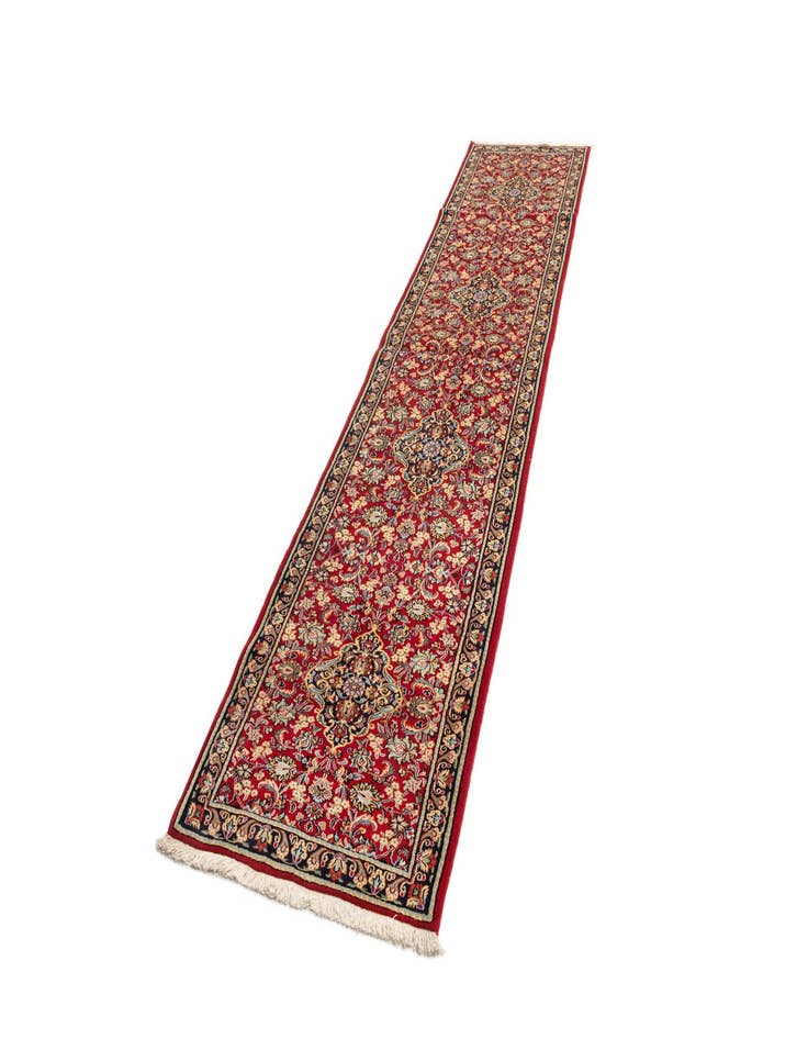 Detail image of 3' x 12' 10  Hand Knotted Qom Persian Runner Rug