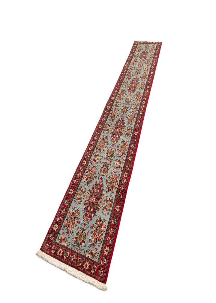 2' 6 x 13' 8 Hand Knotted Qom Persian Runner Rug