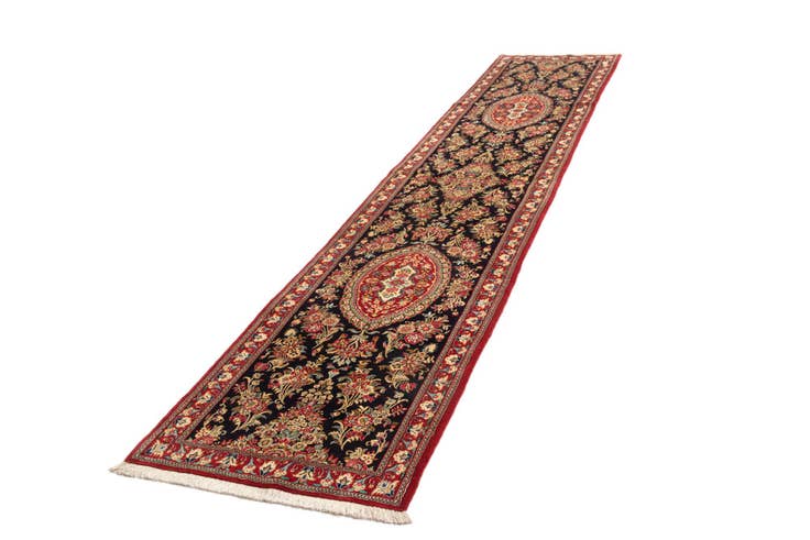 Detail image of 2' 9 x 14' 1 Hand Knotted Qom Persian Runner Rug