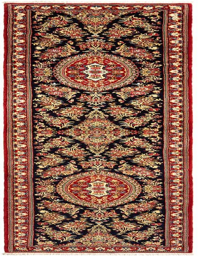 Detail image of 2' 9 x 14' 1 Hand Knotted Qom Persian Runner Rug
