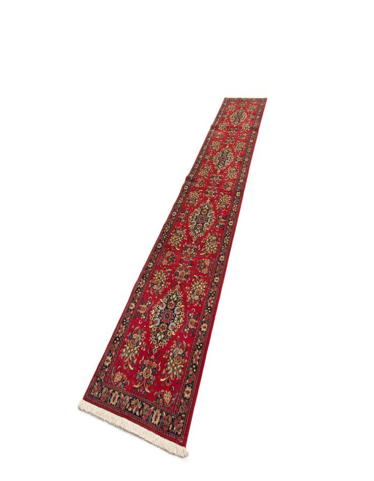 Detail image of 2' 7 x 13' 7  Hand Knotted Qom Persian Runner Rug