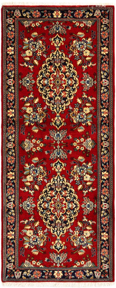 Detail image of 2' 8 x 6' 8 Hand Knotted Qom Persian Runner Rug