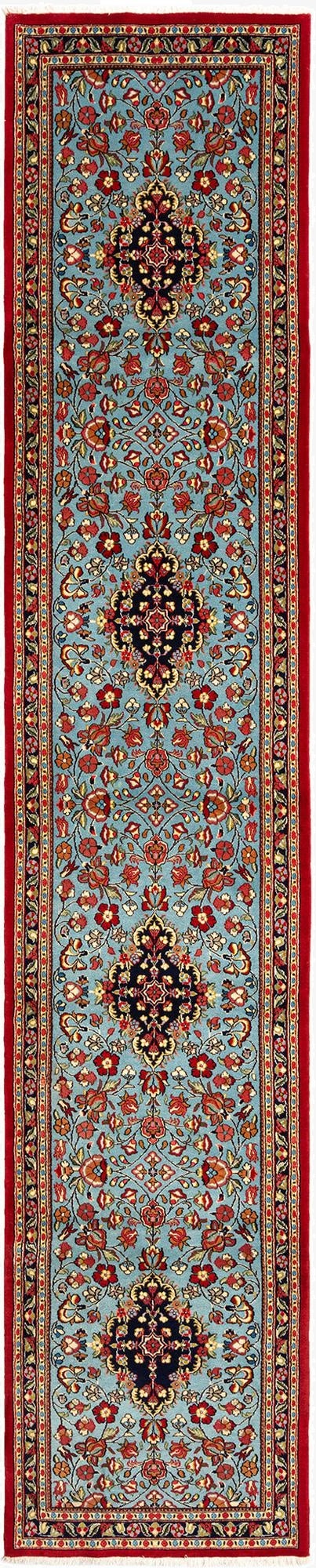 2' 7 x 13' 1  Hand Knotted Qom Persian Runner Rug
