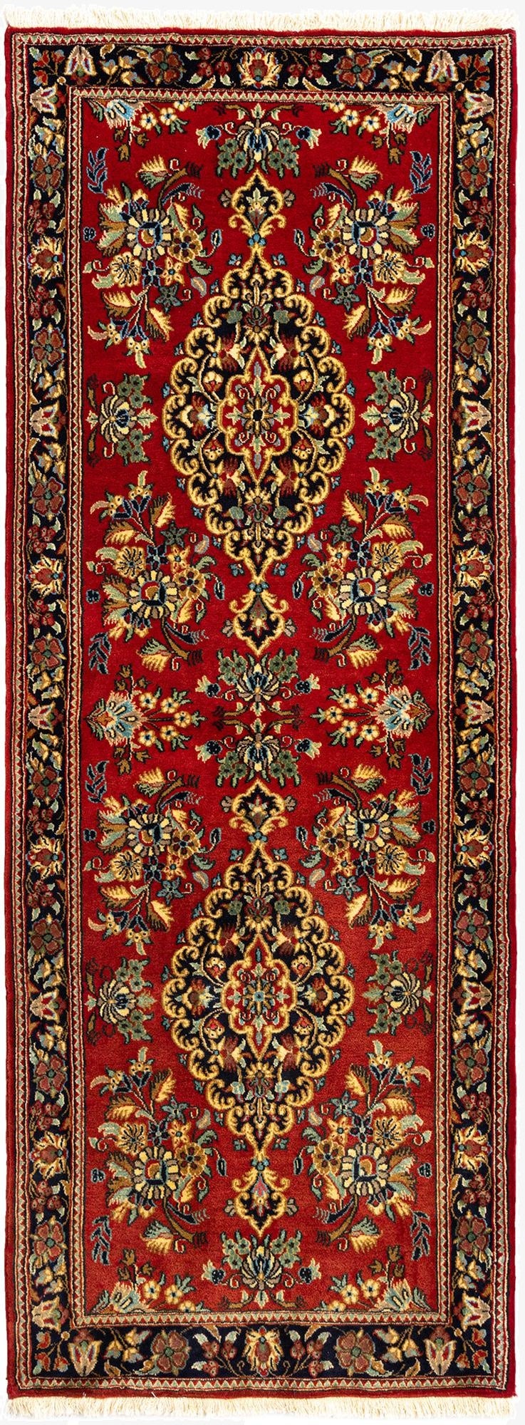 2' 8 x 6' 11  Hand Knotted Qom Persian Runner Rug