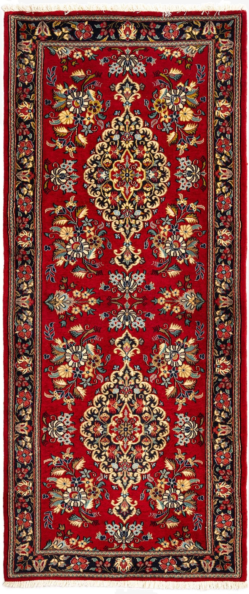 2' 9 x 6' 7  Hand Knotted Qom Persian Runner Rug