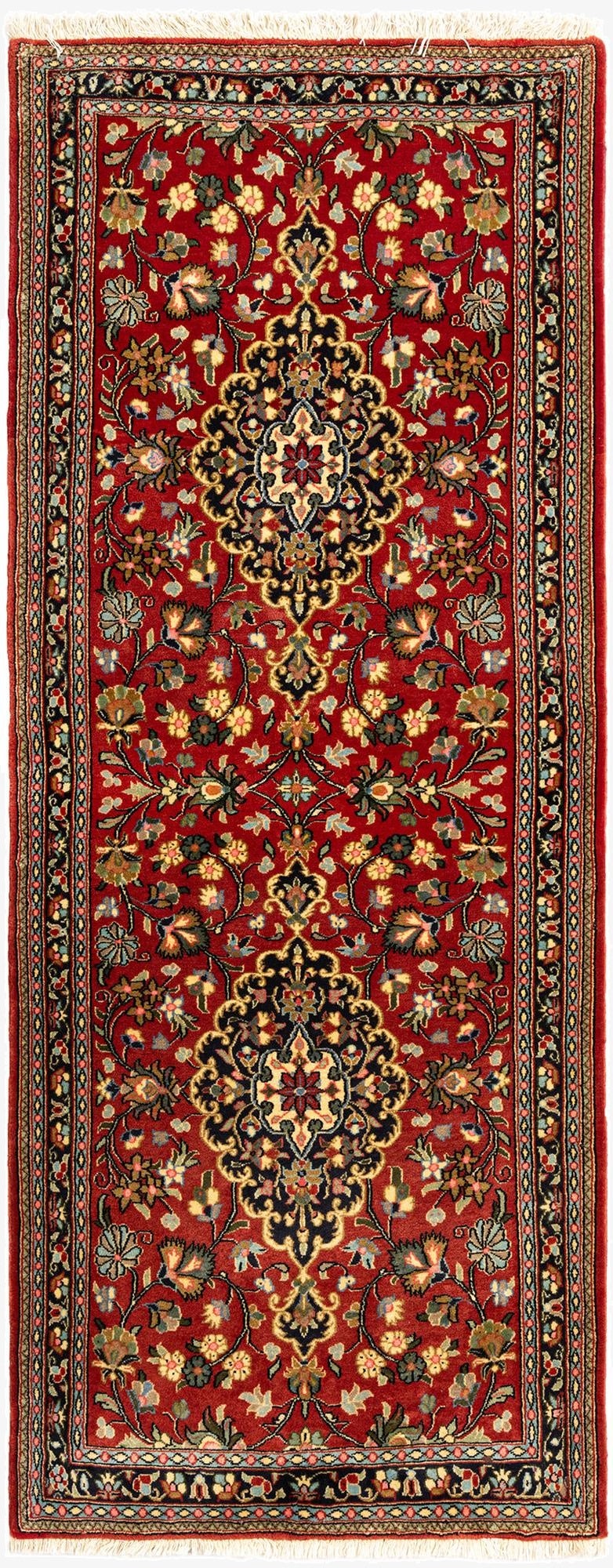 2' 7 x 6' 6  Hand Knotted Qom Persian Runner Rug