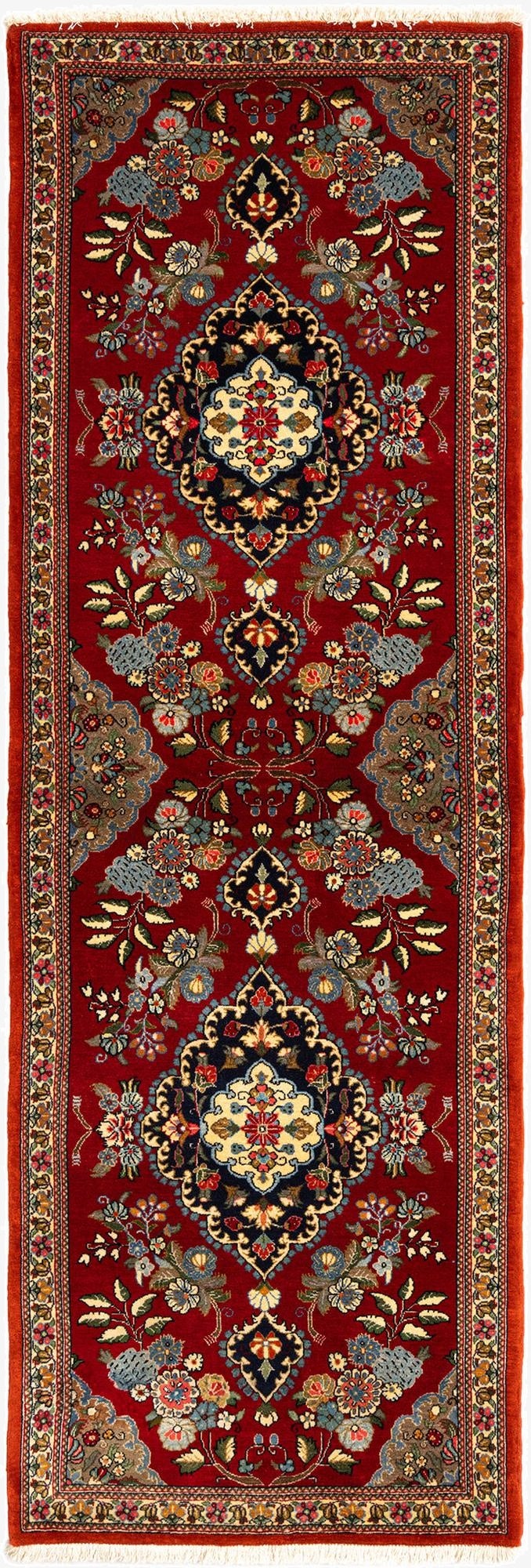 2' 4 x 7' 1  Hand Knotted Qom Persian Runner Rug