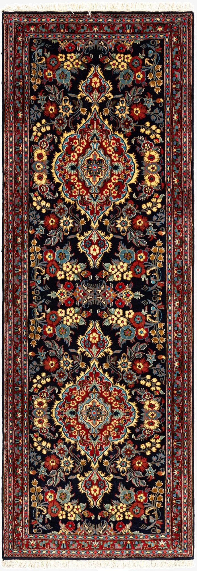 2' 7 x 7' 7  Hand Knotted Qom Persian Runner Rug