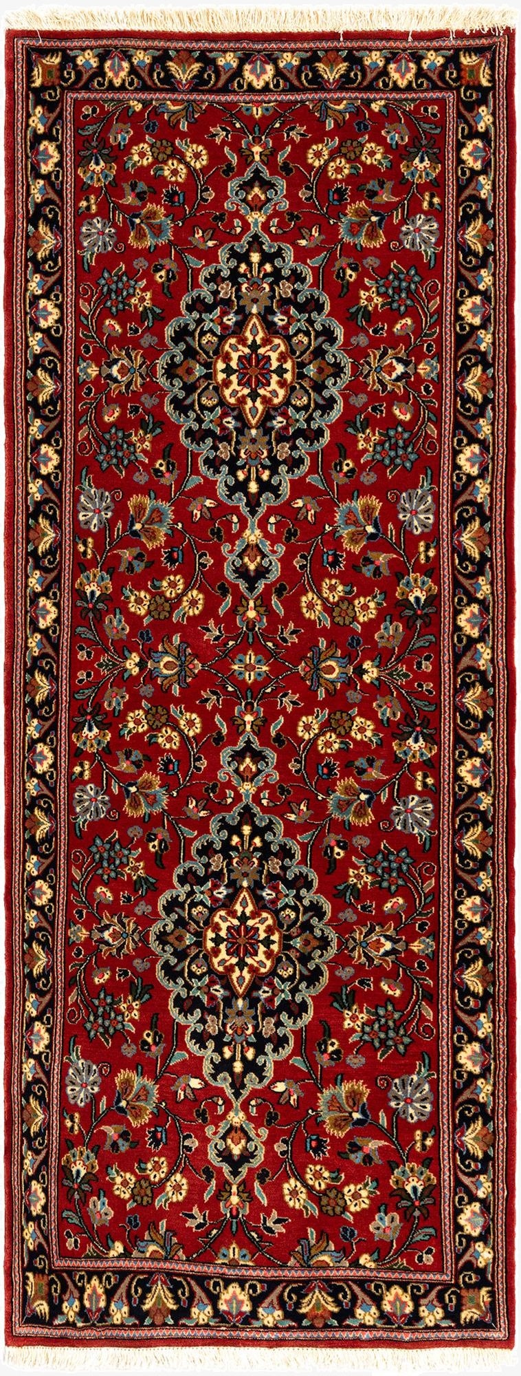 2' 7 x 6' 8  Hand Knotted Qom Persian Runner Rug