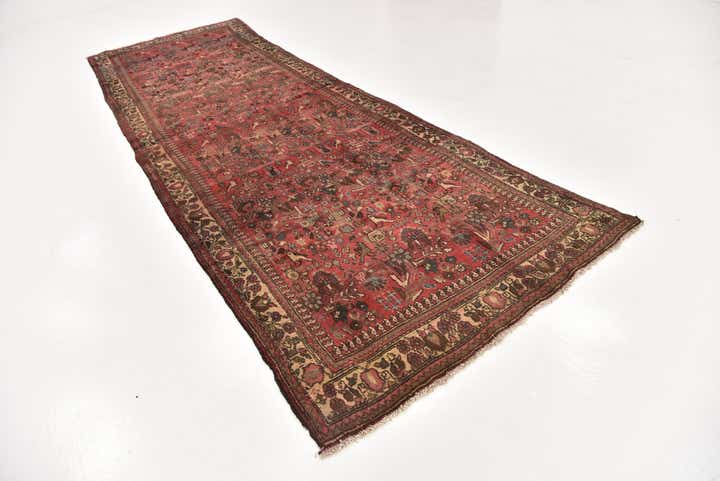 4' 8 x 13' Hand Knotted Roodbar Persian Wool Runner Rug