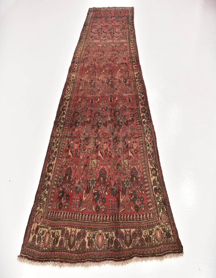 Detail image of 4' 8 x 13'  Hand Knotted Roodbar Persian Wool Runner Rug