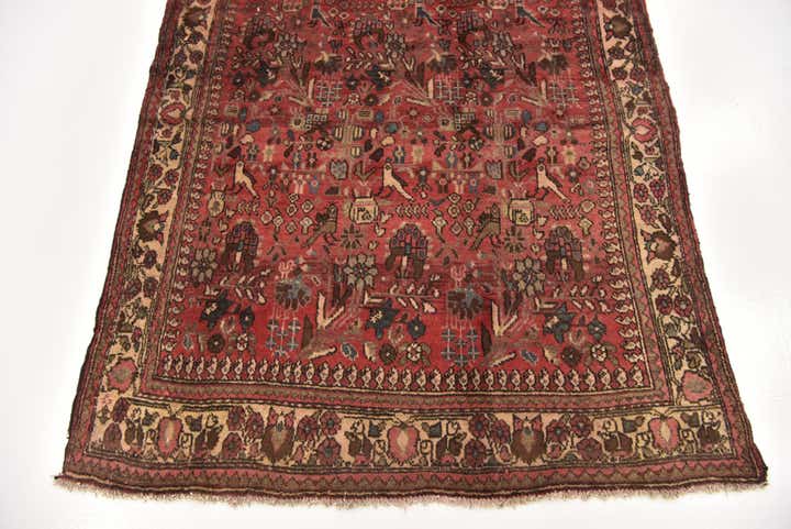 4' 8 x 13' Hand Knotted Roodbar Persian Wool Runner Rug