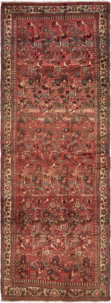 4' 8 x 13' Hand Knotted Roodbar Persian Wool Runner Rug
