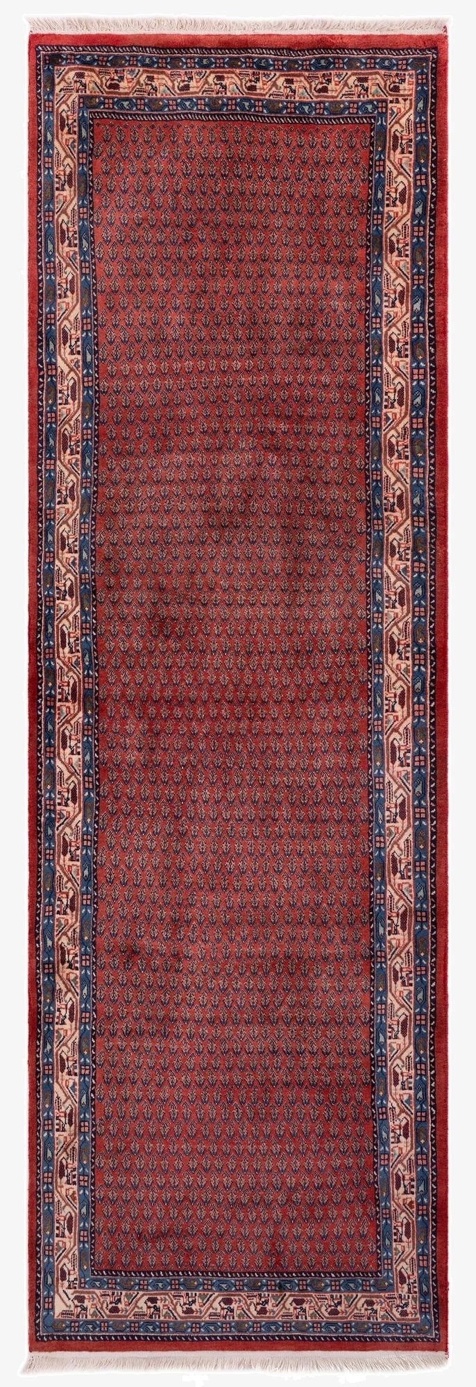 3' 2 x 9' 10  Hand Knotted Sarough Mir Persian Wool Runner Rug