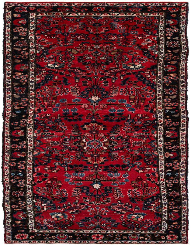 Detail image of 3' 7 x 11' 10 Hand Knotted Sarouk Persian Wool Runner Rug