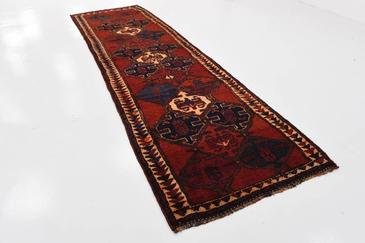 Detail image of 3' 7 x 12' 2 Hand Knotted Shiraz-Lori Persian Wool Runner Rug