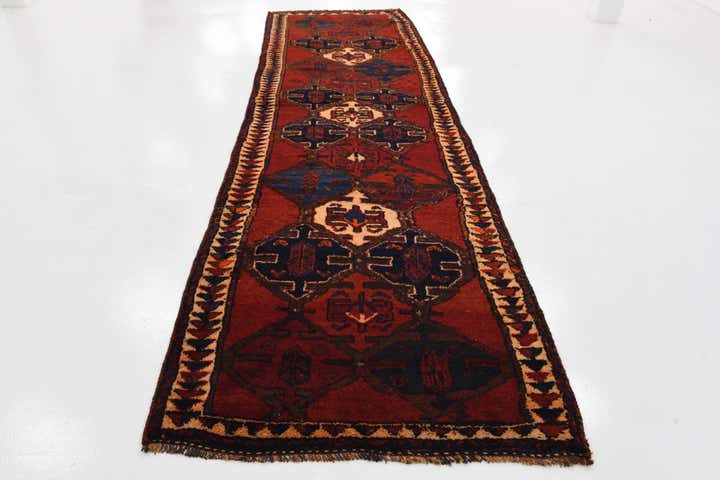 3' 7 x 12' 2 Hand Knotted Shiraz-Lori Persian Wool Runner Rug