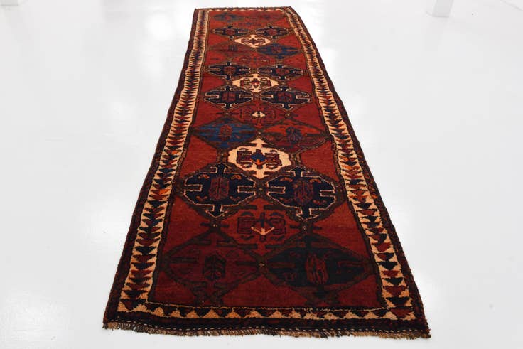 Detail image of 3' 7 x 12' 2 Hand Knotted Shiraz-Lori Persian Wool Runner Rug