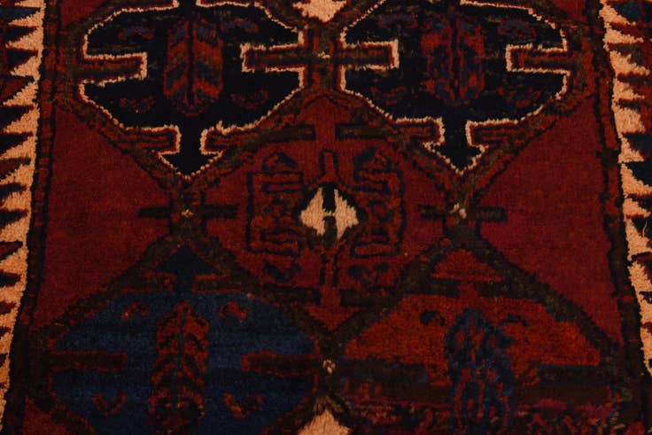 Detail image of 3' 7 x 12' 2 Hand Knotted Shiraz-Lori Persian Wool Runner Rug