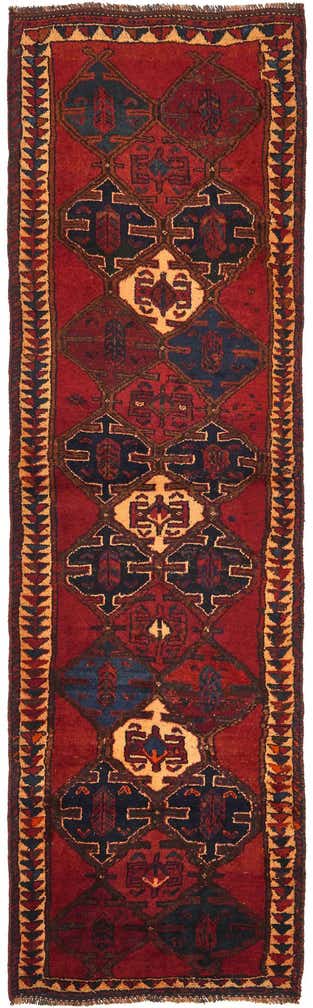 3' 7 x 12' 2 Hand Knotted Shiraz-Lori Persian Wool Runner Rug
